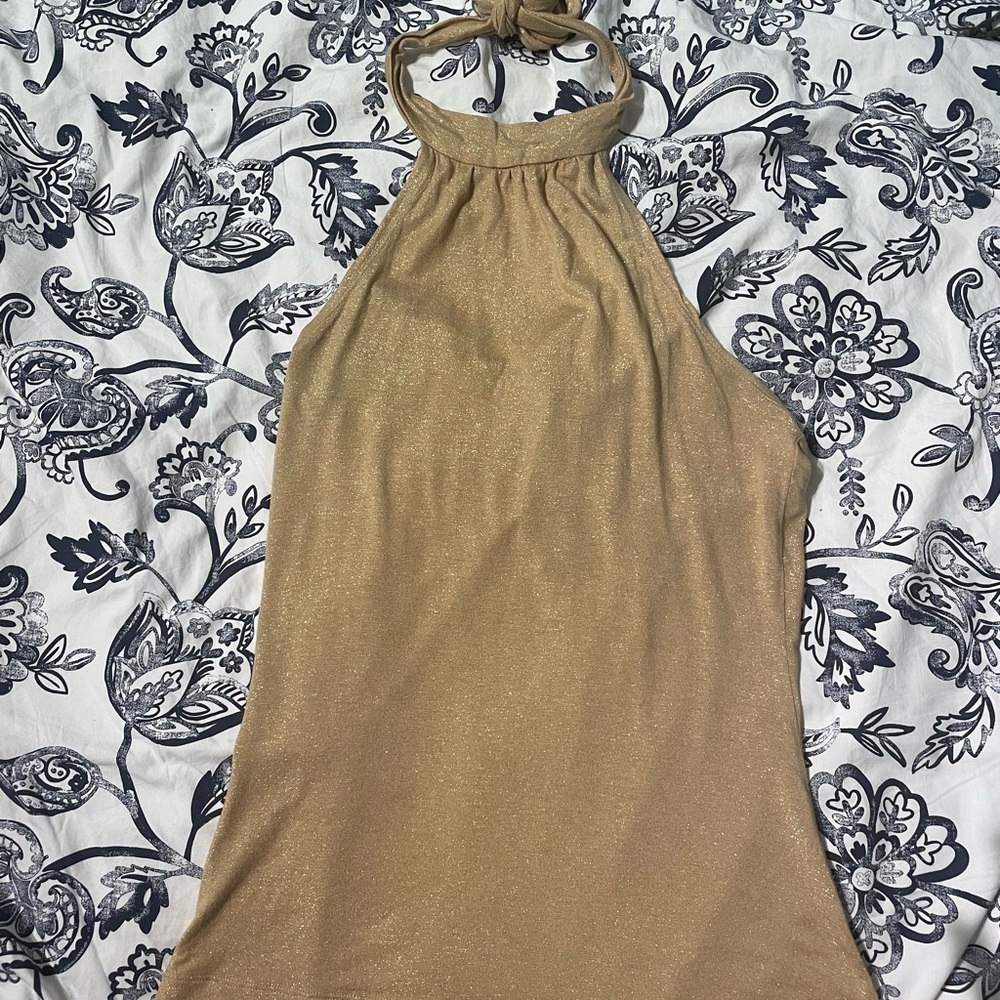 Elegant Gold Halter Top